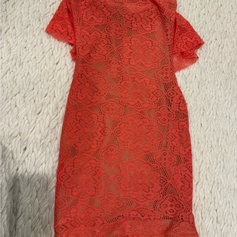 Elegant Lace Dress in Vibrant Orange